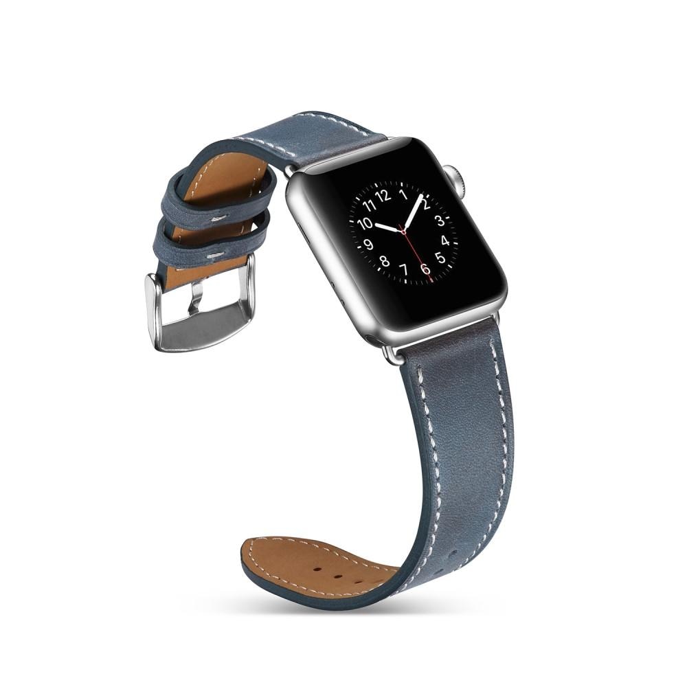 Läderarmband Apple Watch 44mm blå