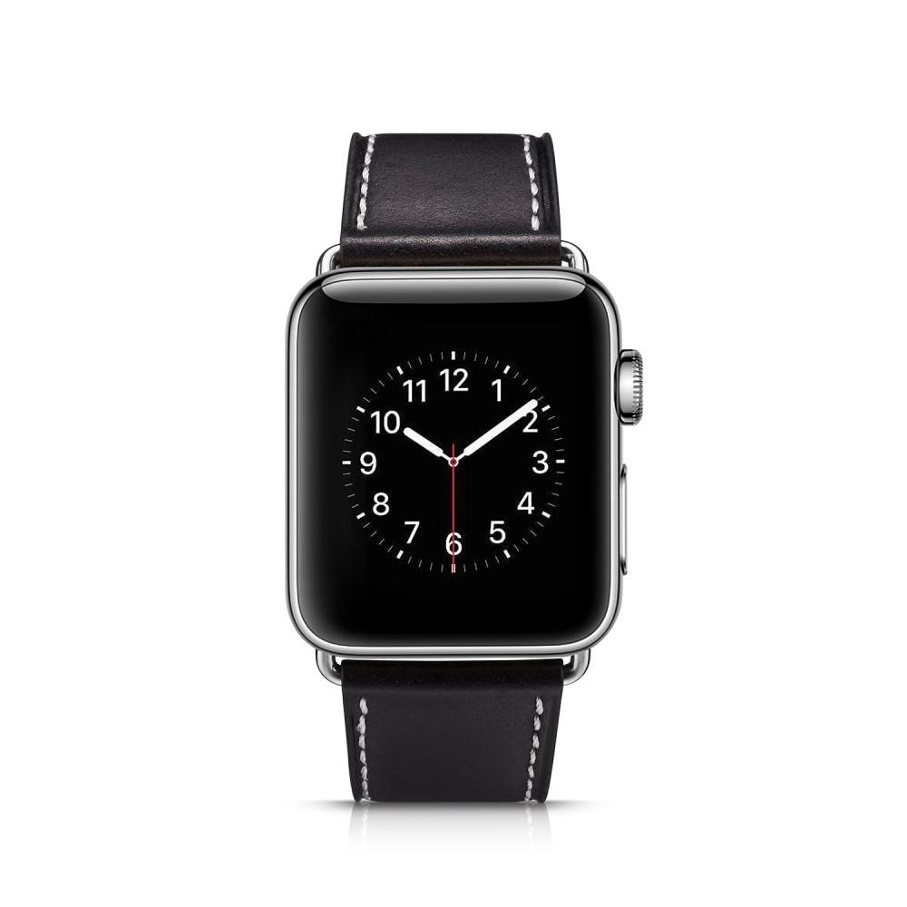 Läderarmband Apple Watch Series 7 45mm Svart