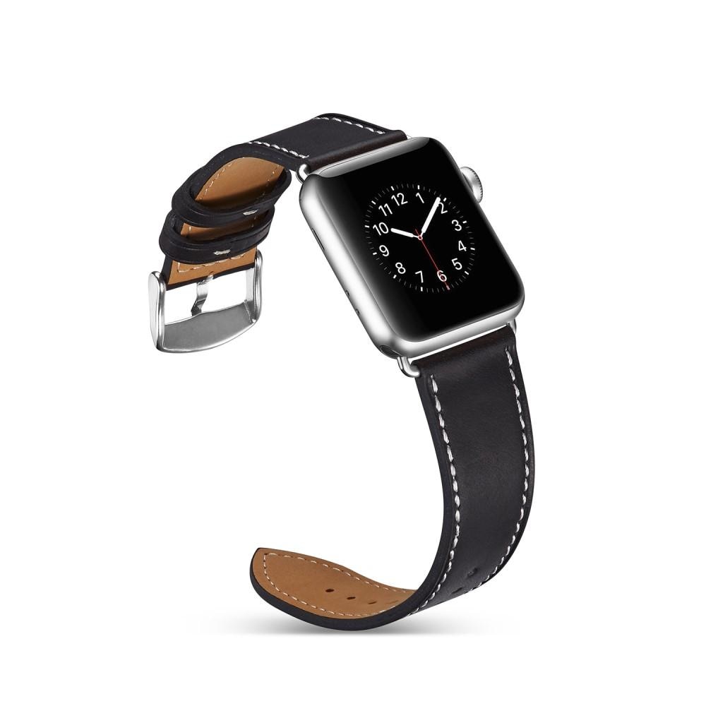 Läderarmband Apple Watch 42/44/45 mm svart