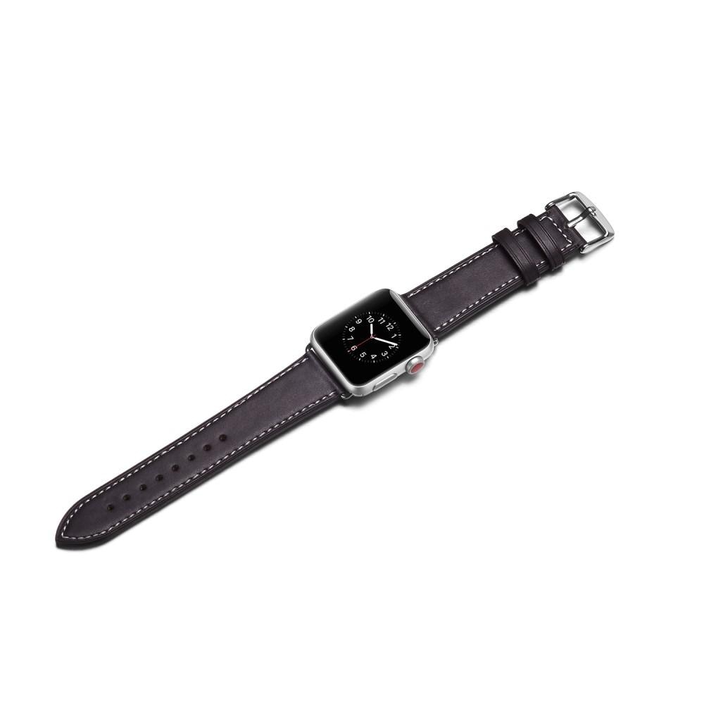 Läderarmband Apple Watch 42/44/45 mm svart