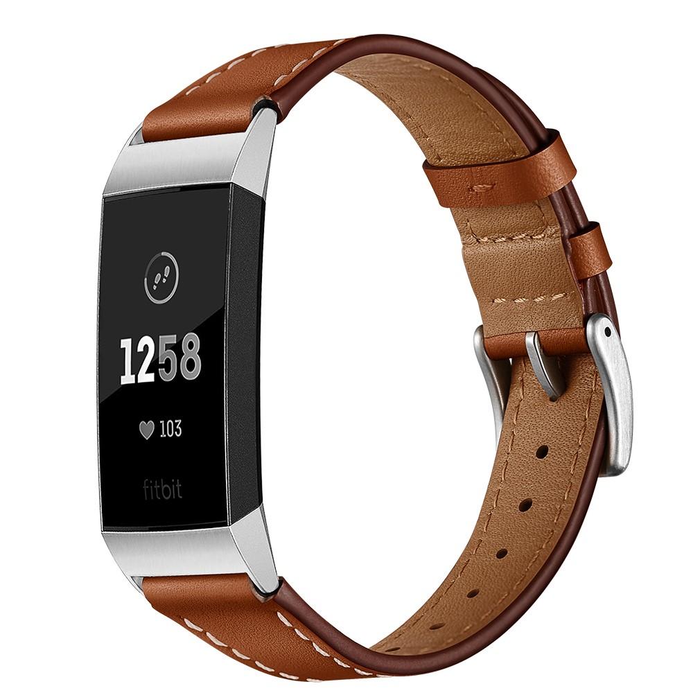 Läderarmband Fitbit Charge 4/Charge 3 Brun