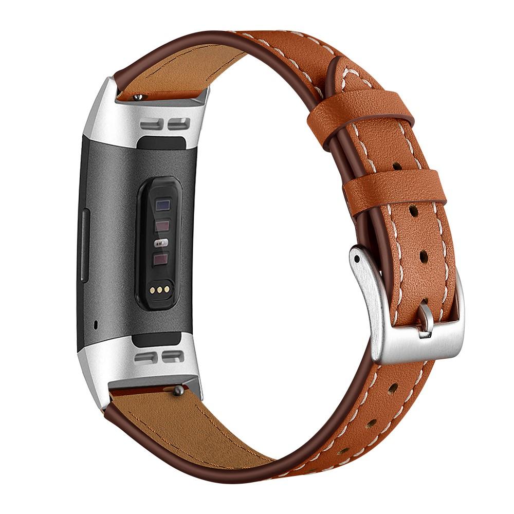 Läderarmband Fitbit Charge 4/Charge 3 Brun