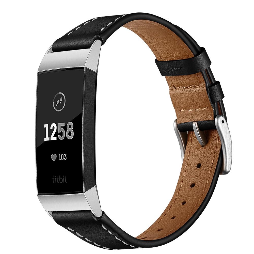Läderarmband Fitbit Charge 4/Charge 3 Svart