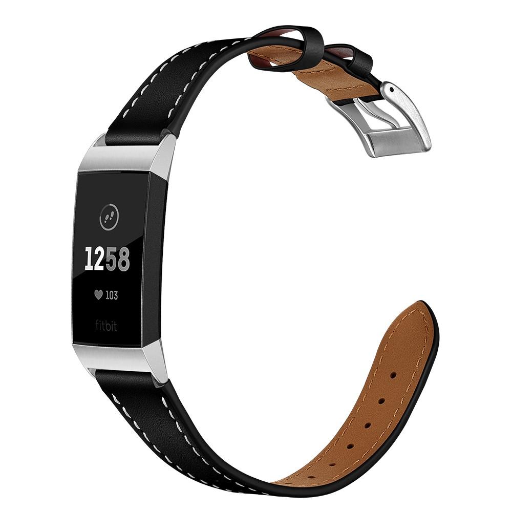 Läderarmband Fitbit Charge 4/Charge 3 Svart