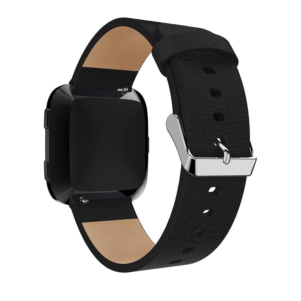 Läderarmband Fitbit Versa/Versa 2 svart