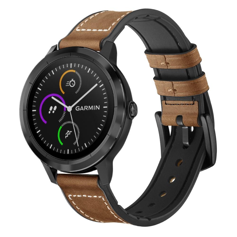 Premium Läderarmband Garmin Vivoactive 3/Venu/Venu 2 Plus brun