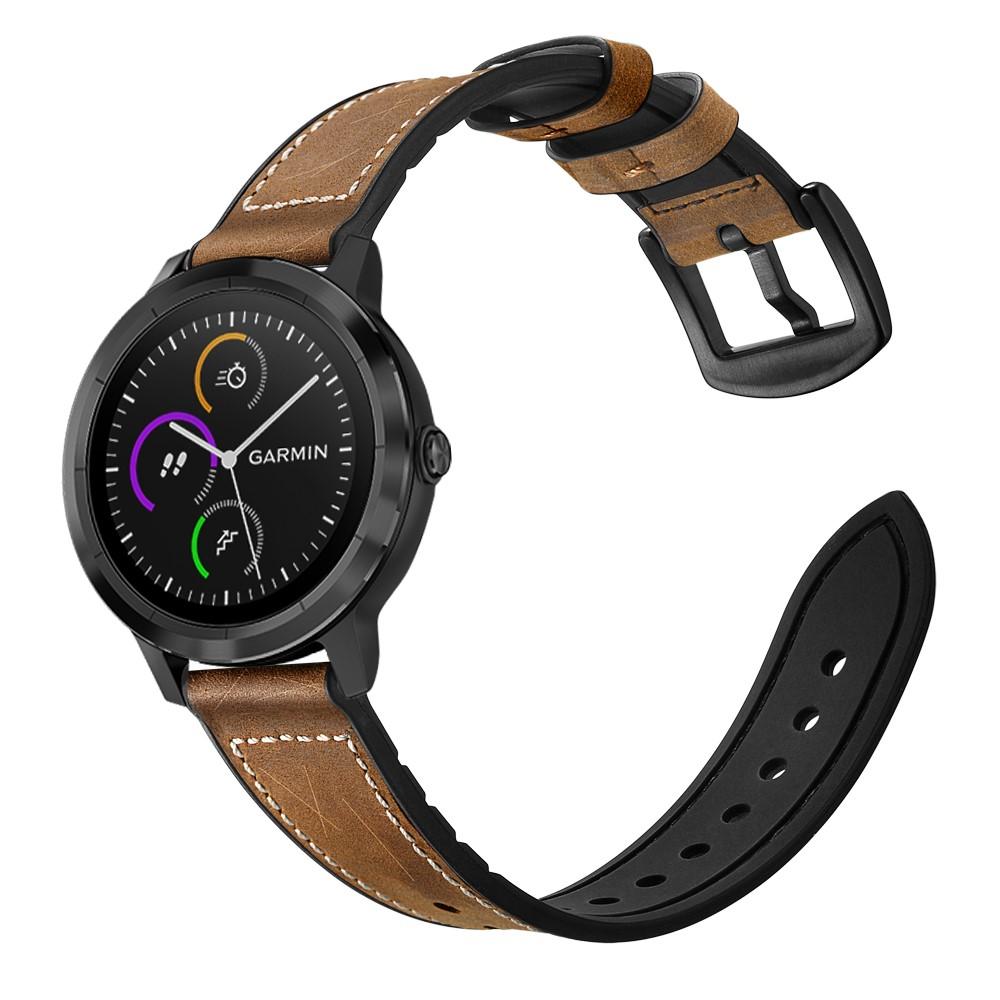 Premium Läderarmband Garmin Vivoactive 3/Venu/Venu 2 Plus brun