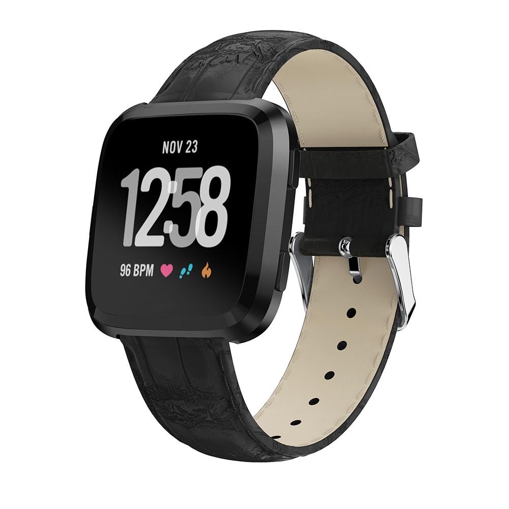 Läderarmband Krokodil Fitbit Versa/Versa 2 svart