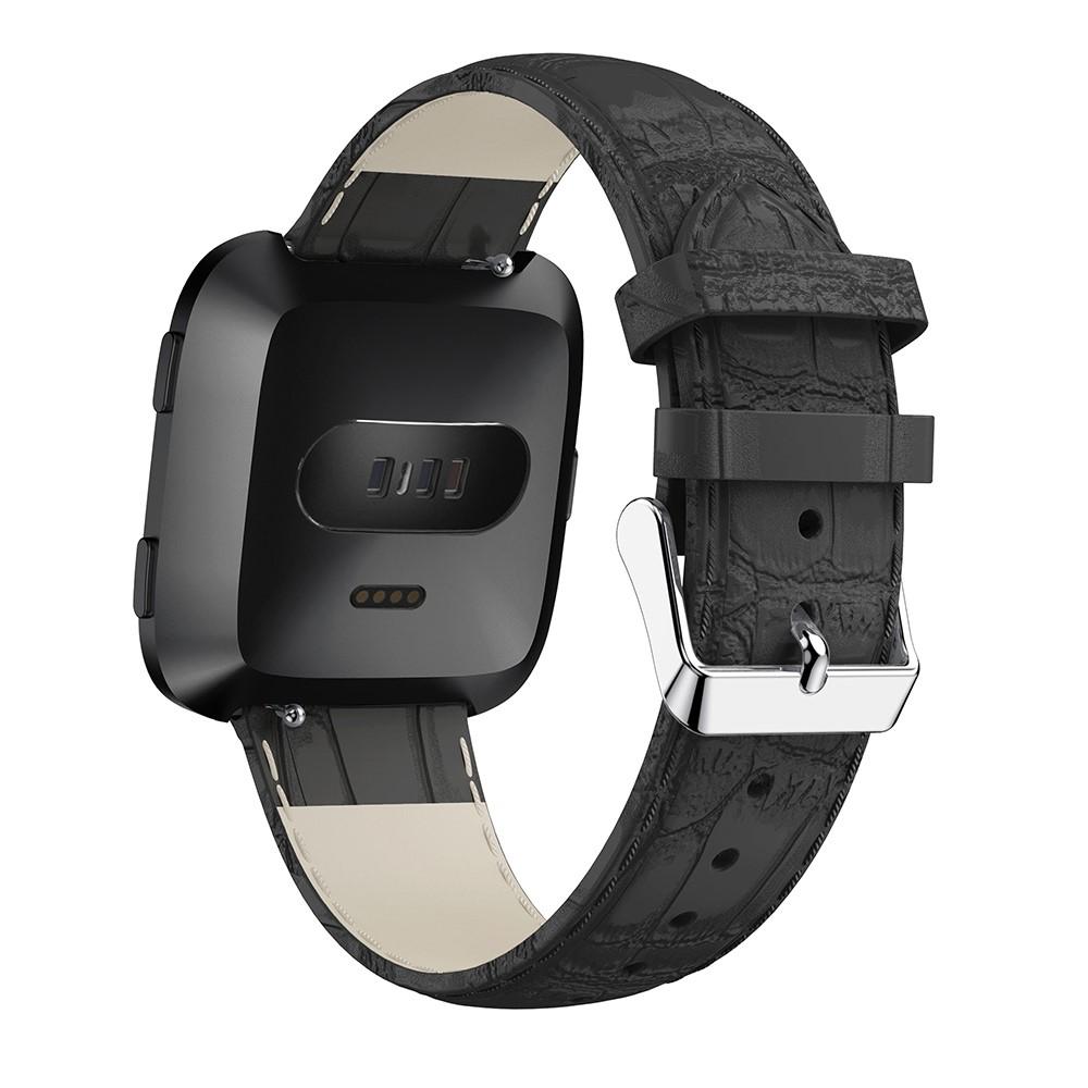 Läderarmband Krokodil Fitbit Versa/Versa 2 svart