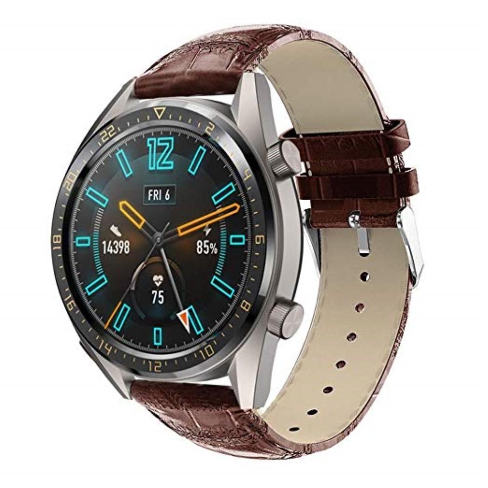 Läderarmband Krokodil Huawei Watch GT/GT 2 46mm/GT 2e brun