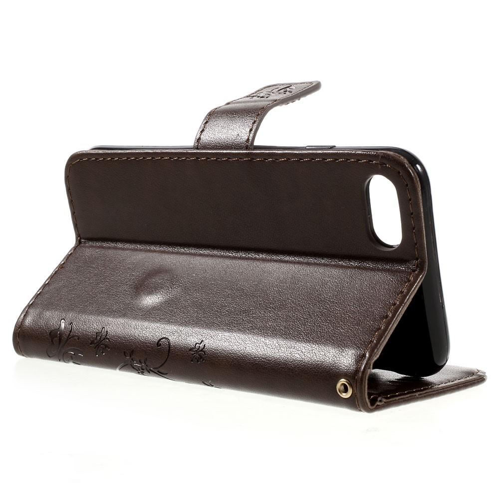 Läderfodral Fjärilar iPhone SE 2020/iPhone SE 2022/iPhone 8/iPhone 7 Brun
