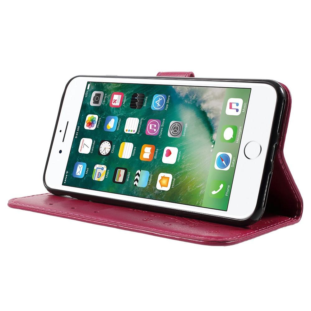 Läderfodral Fjärilar Apple iPhone 7 Plus/8 Plus cerise