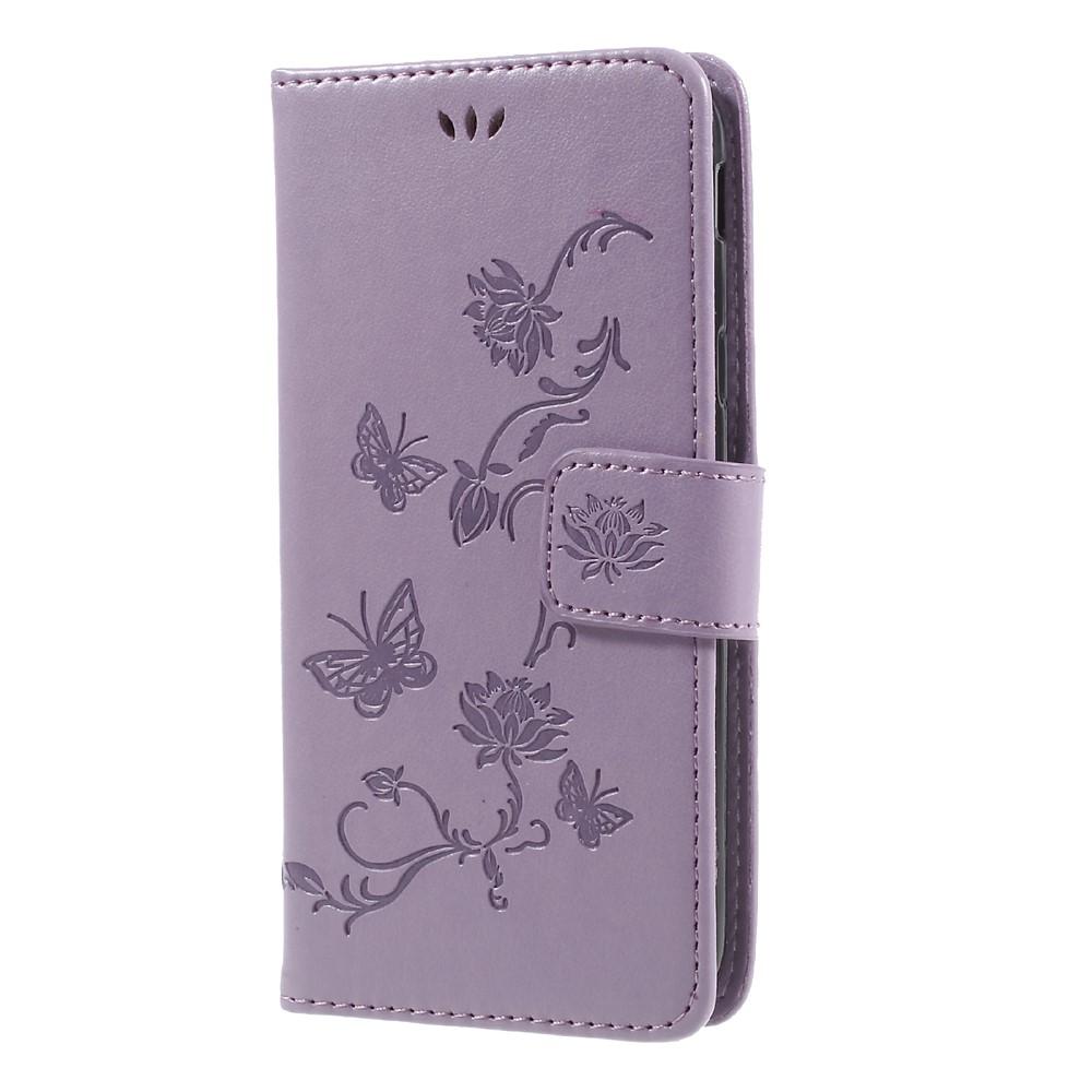 Läderfodral Fjärilar Samsung Galaxy J5 2017 Lila