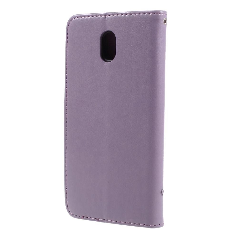 Läderfodral Fjärilar Samsung Galaxy J5 2017 Lila