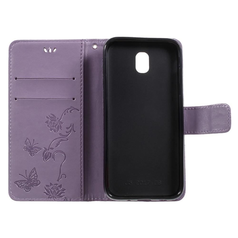 Läderfodral Fjärilar Samsung Galaxy J5 2017 Lila