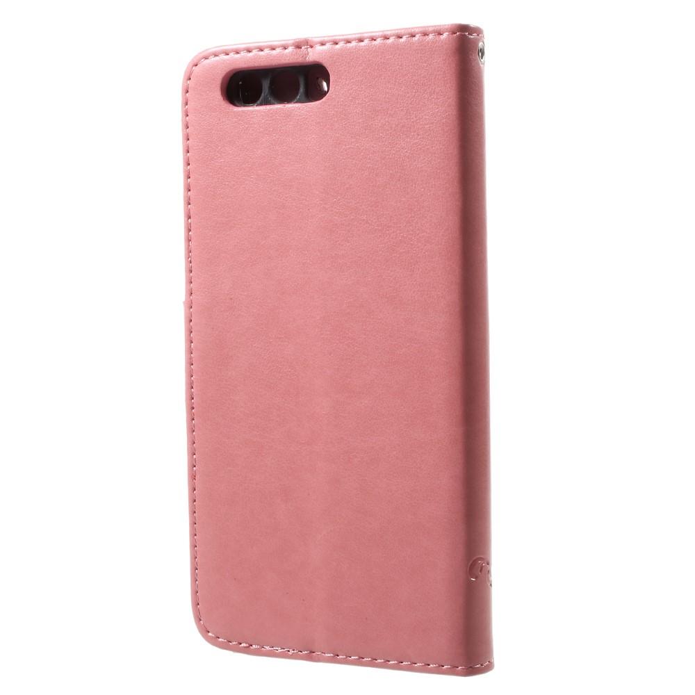 Läderfodral Fjärilar Huawei Honor 9 Rosa