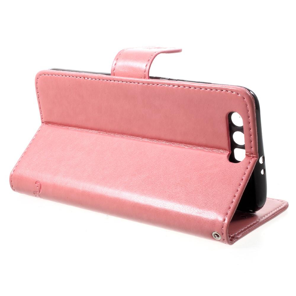 Läderfodral Fjärilar Huawei Honor 9 Rosa