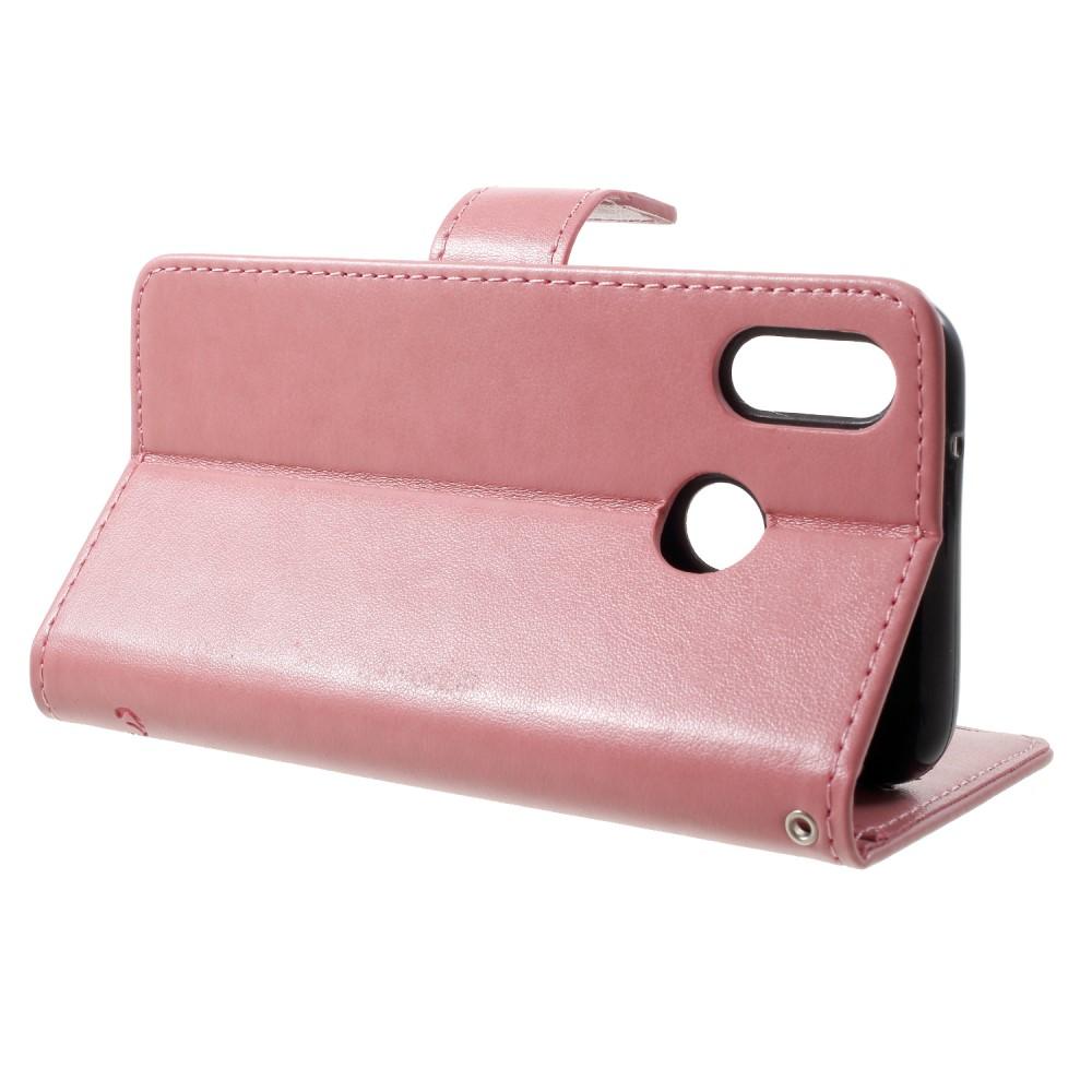 Läderfodral Fjärilar Huawei P20 Lite Rosa