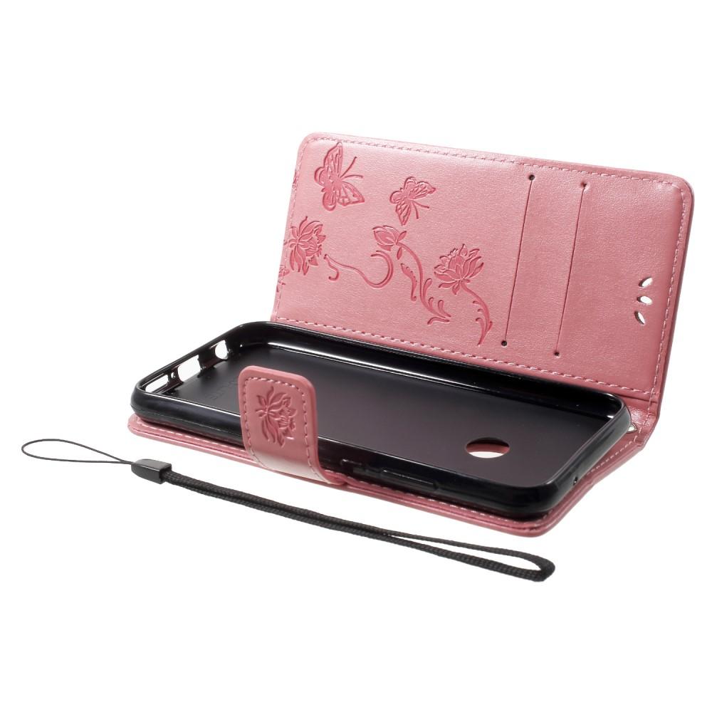 Läderfodral Fjärilar Huawei P20 Lite Rosa