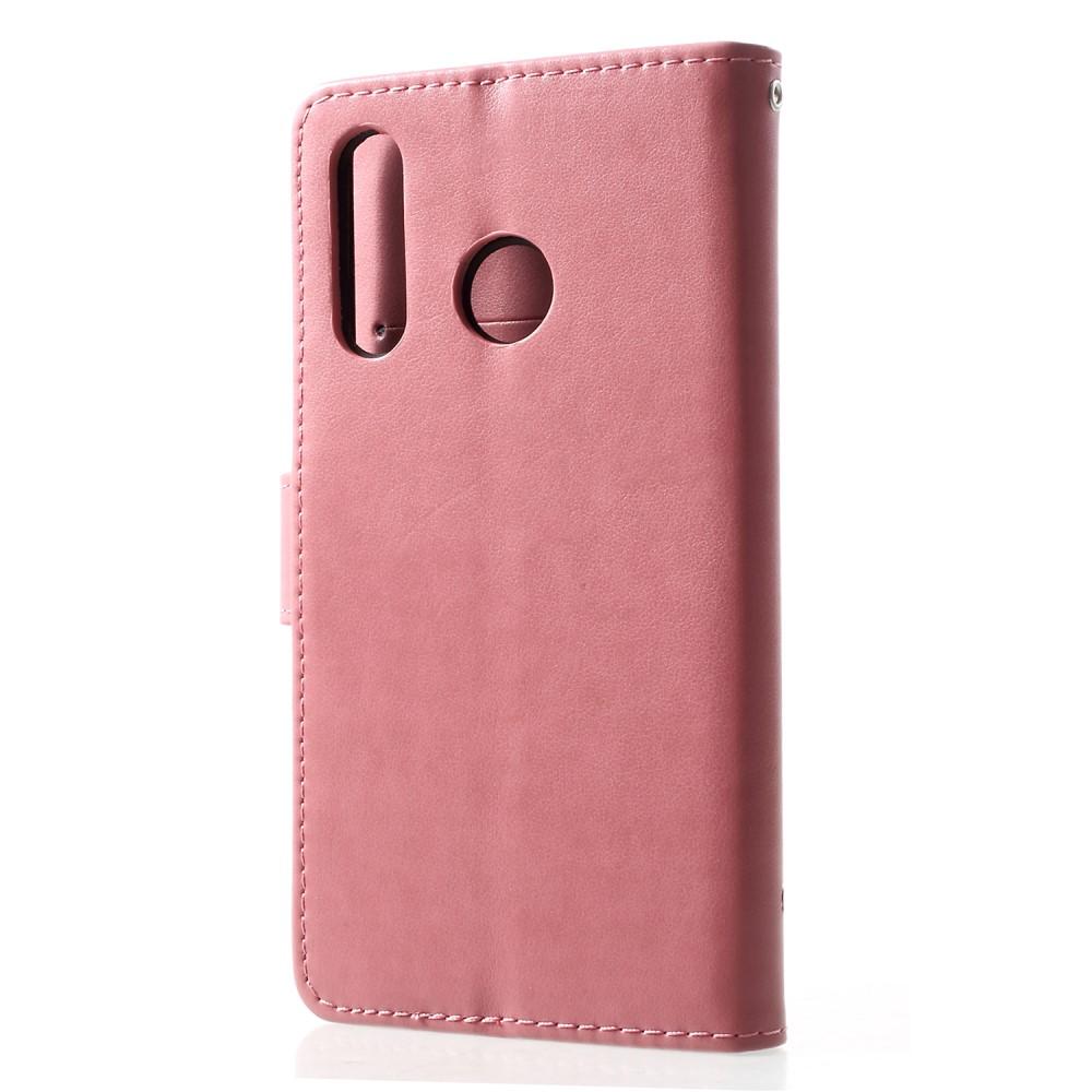 Läderfodral Fjärilar Huawei P30 Lite rosa