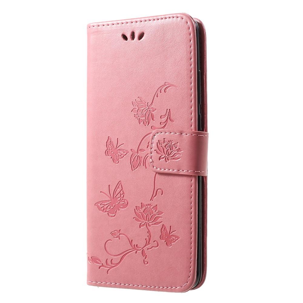 Läderfodral Fjärilar Huawei P30 Pro Rosa