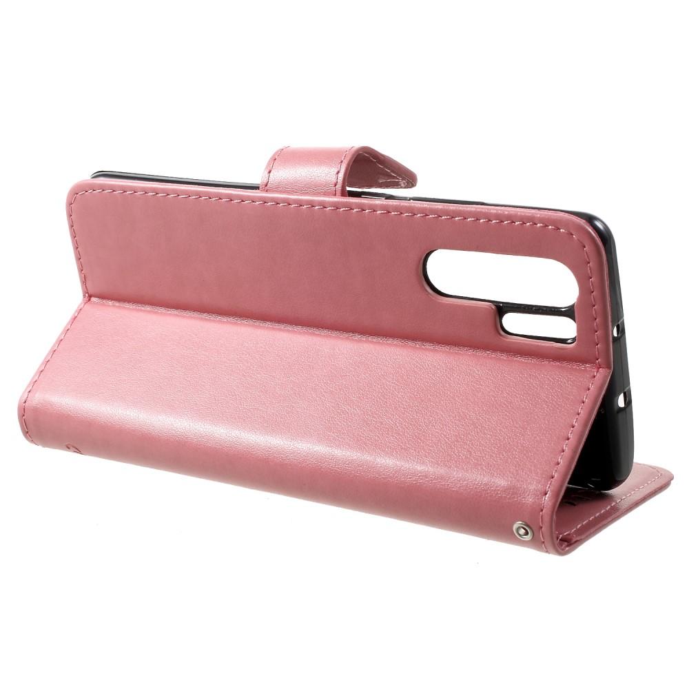 Läderfodral Fjärilar Huawei P30 Pro Rosa