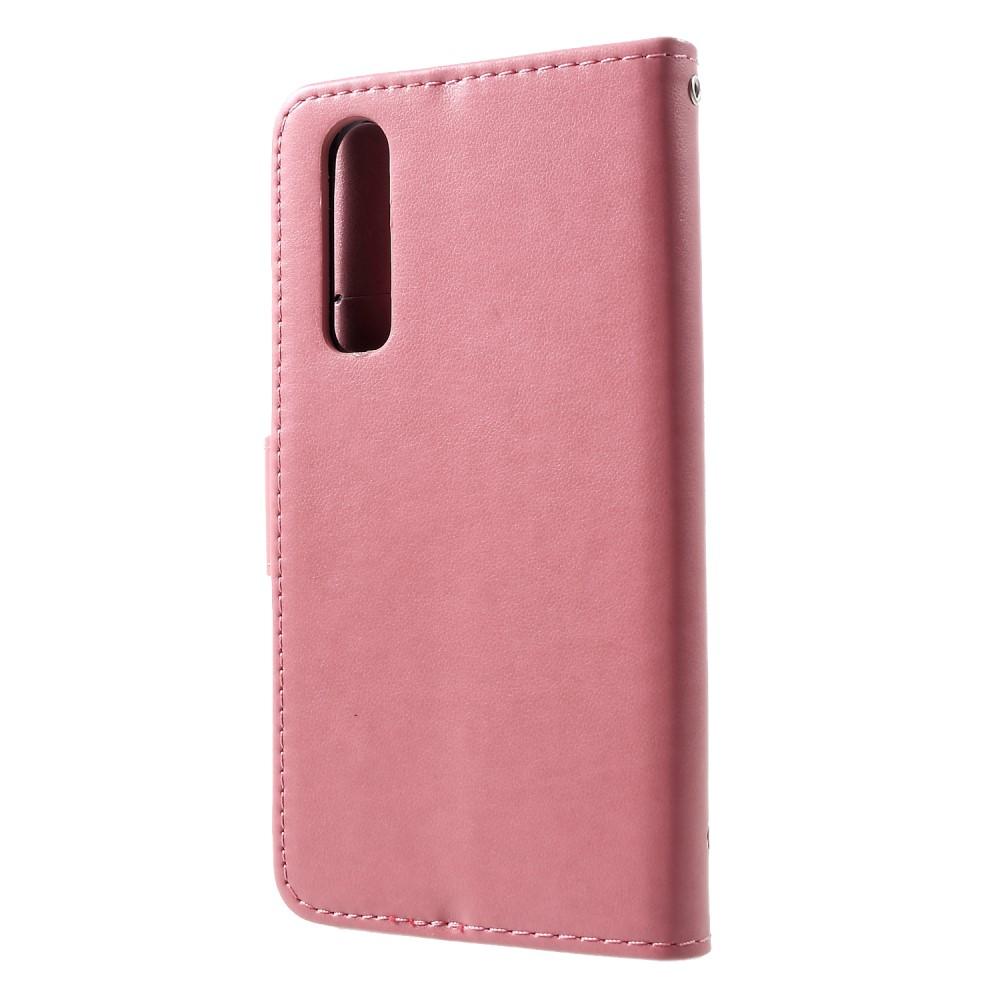 Läderfodral Fjärilar Huawei P30 rosa