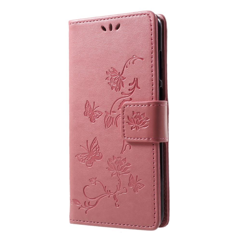 Läderfodral Fjärilar Huawei Y6 2018 rosa