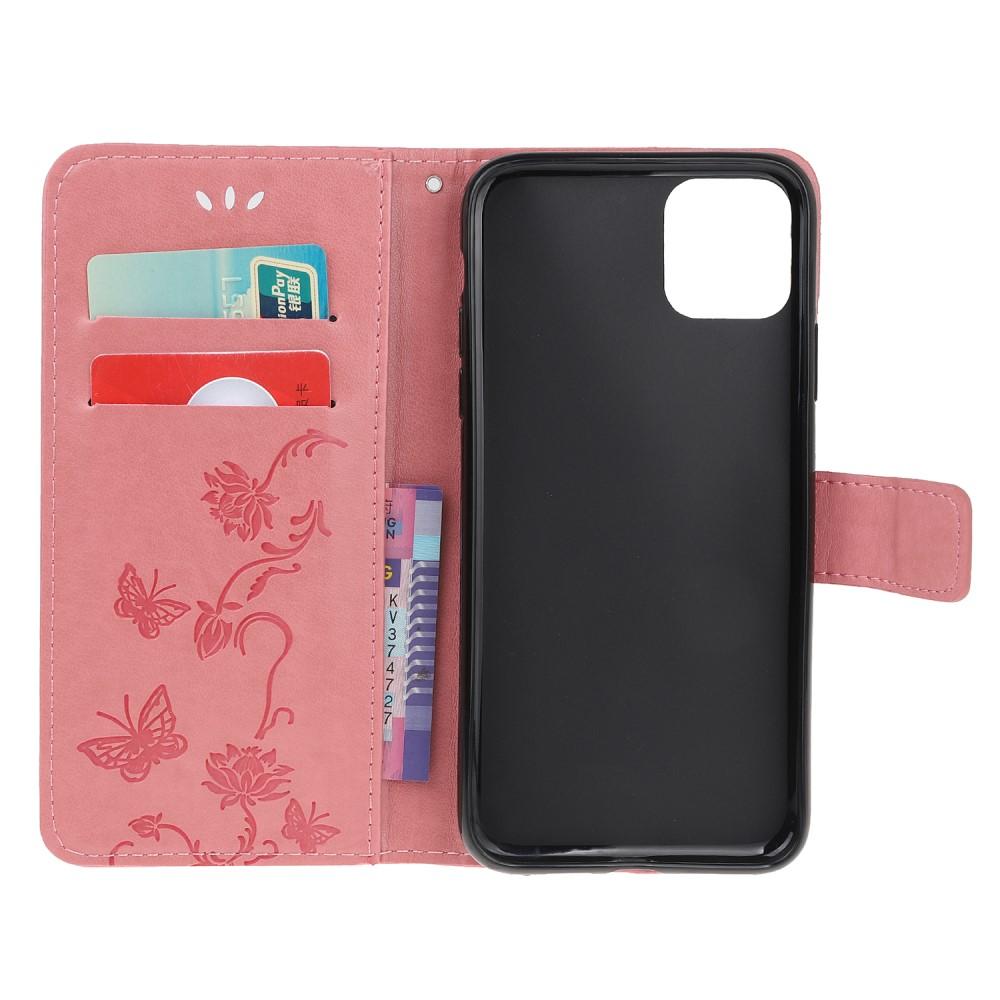 Läderfodral Fjärilar Apple iPhone 11 Pro Rosa