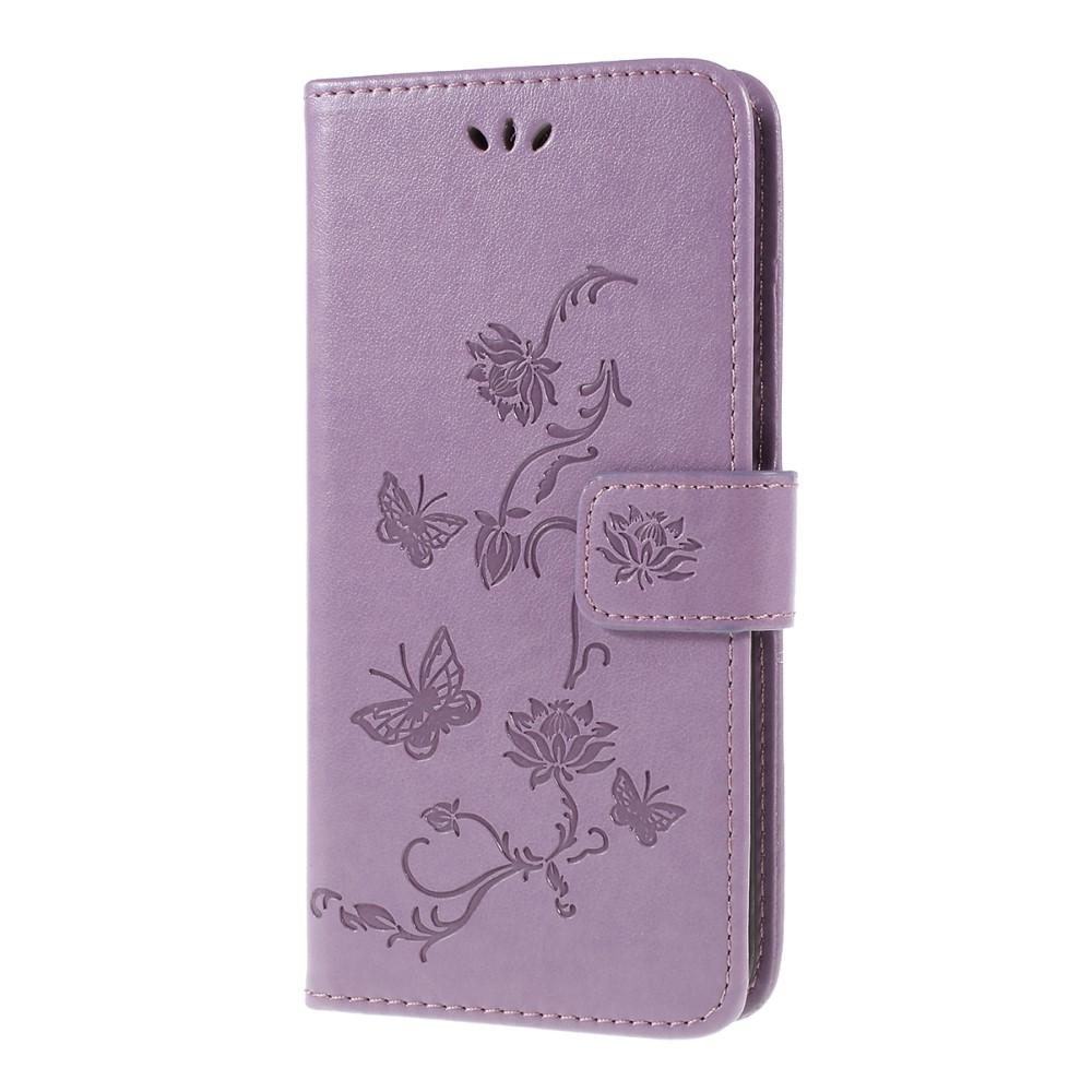 Läderfodral Fjärilar Samsung Galaxy A10 lila