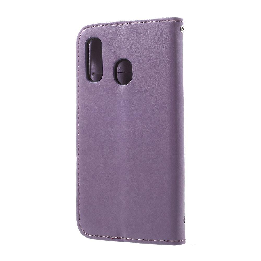 Läderfodral Fjärilar Samsung Galaxy A40 lila