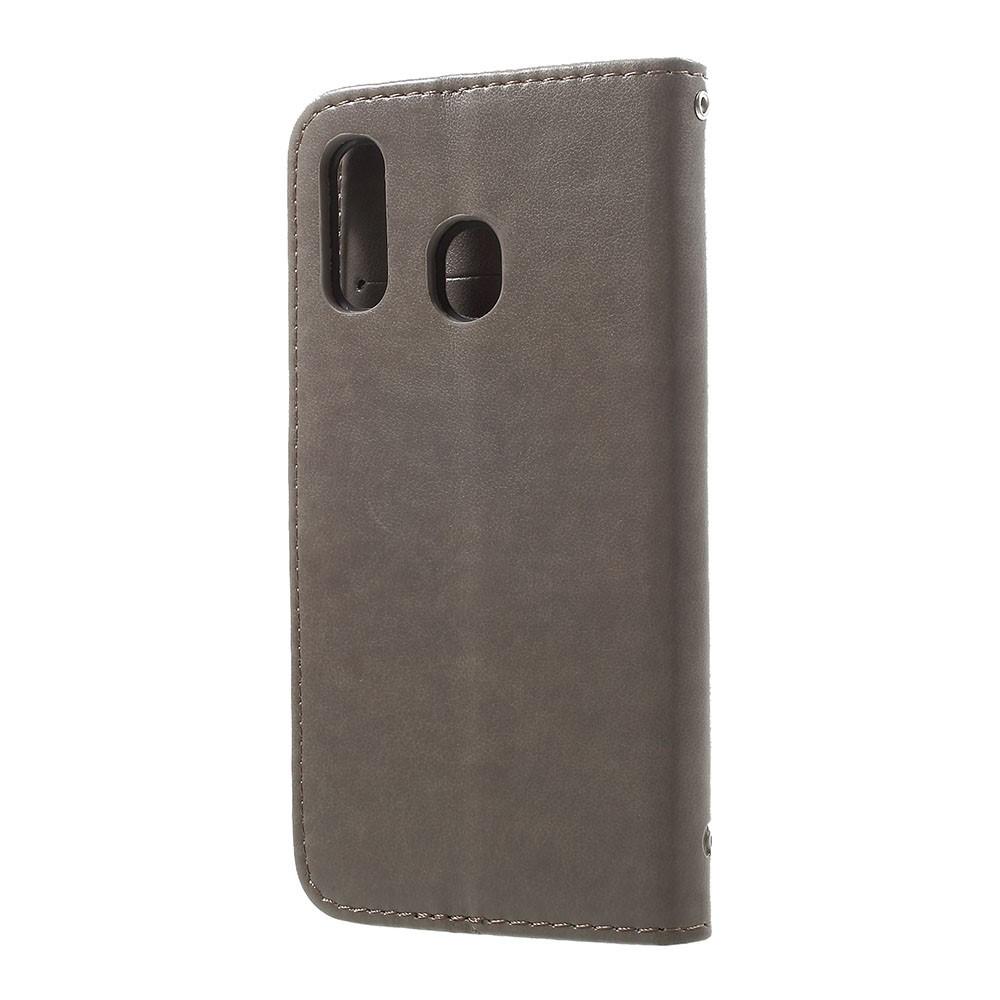 Läderfodral Fjärilar Samsung Galaxy A40 Grå