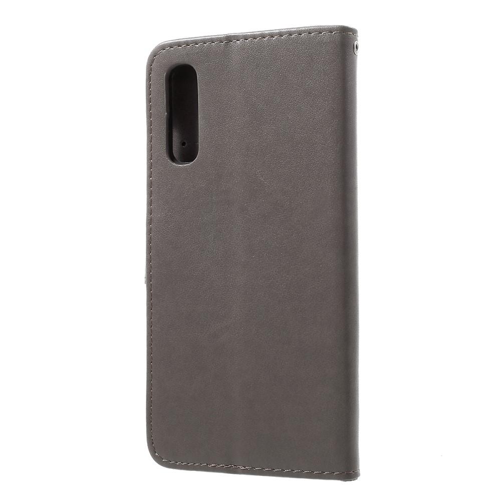 Läderfodral Fjärilar Samsung Galaxy A50 Grå