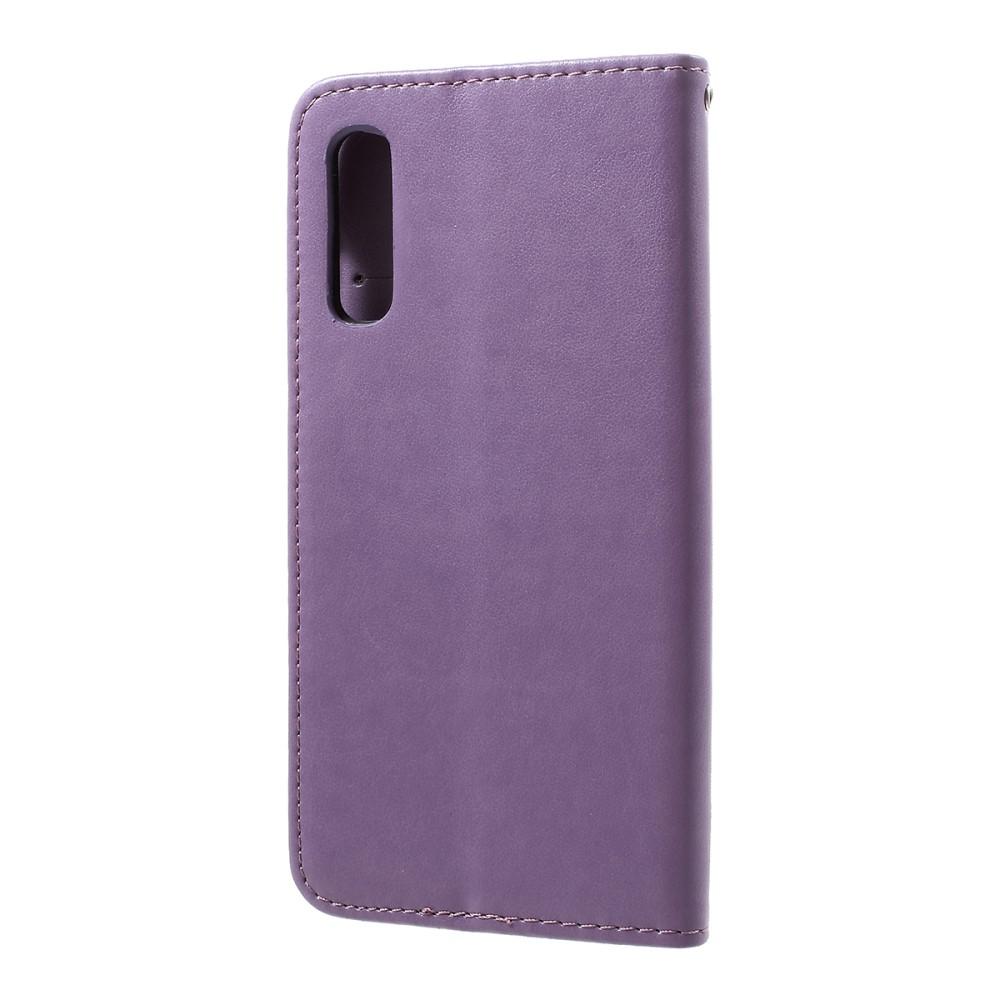 Läderfodral Fjärilar Samsung Galaxy A50 lila