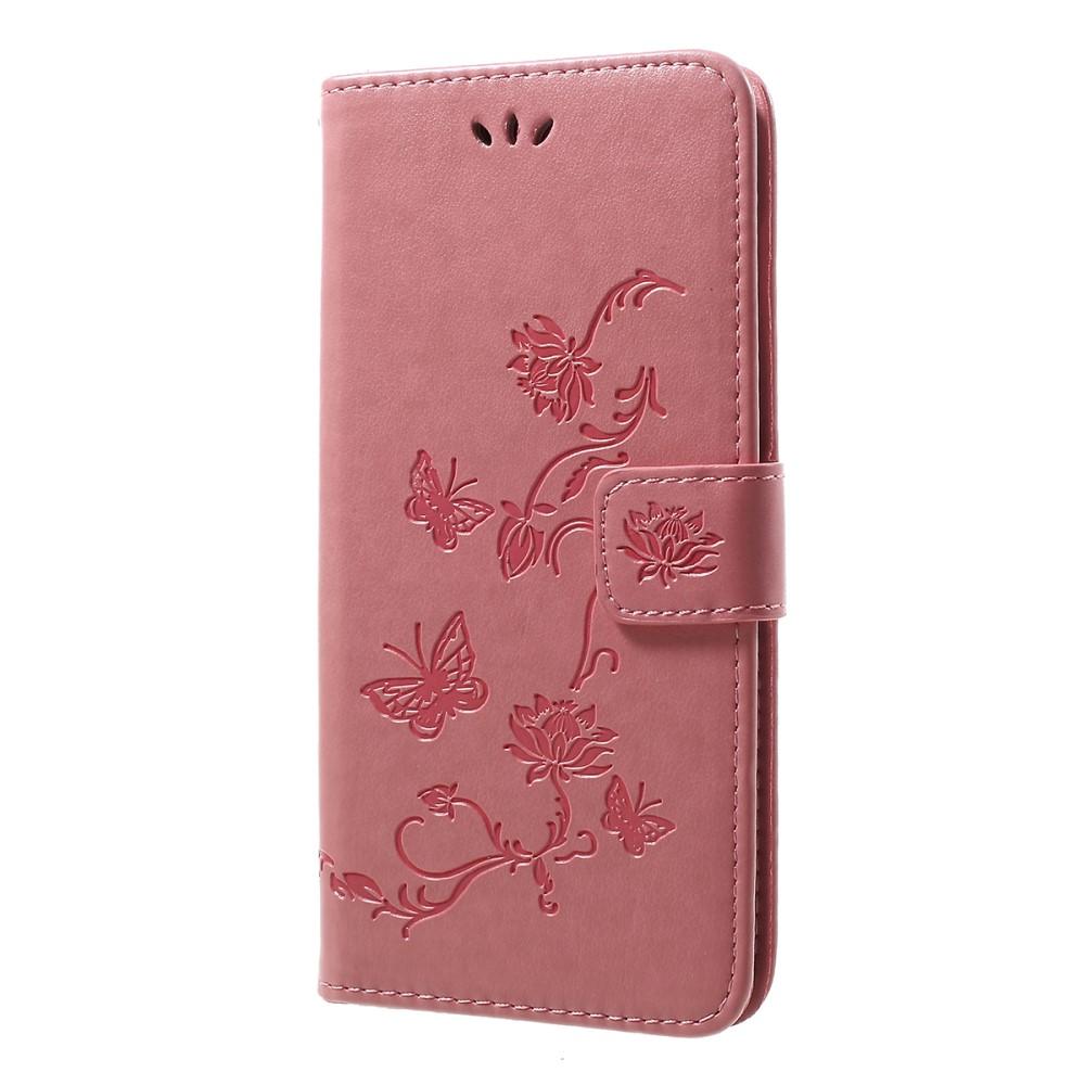 Läderfodral Fjärilar Samsung Galaxy A50 rosa