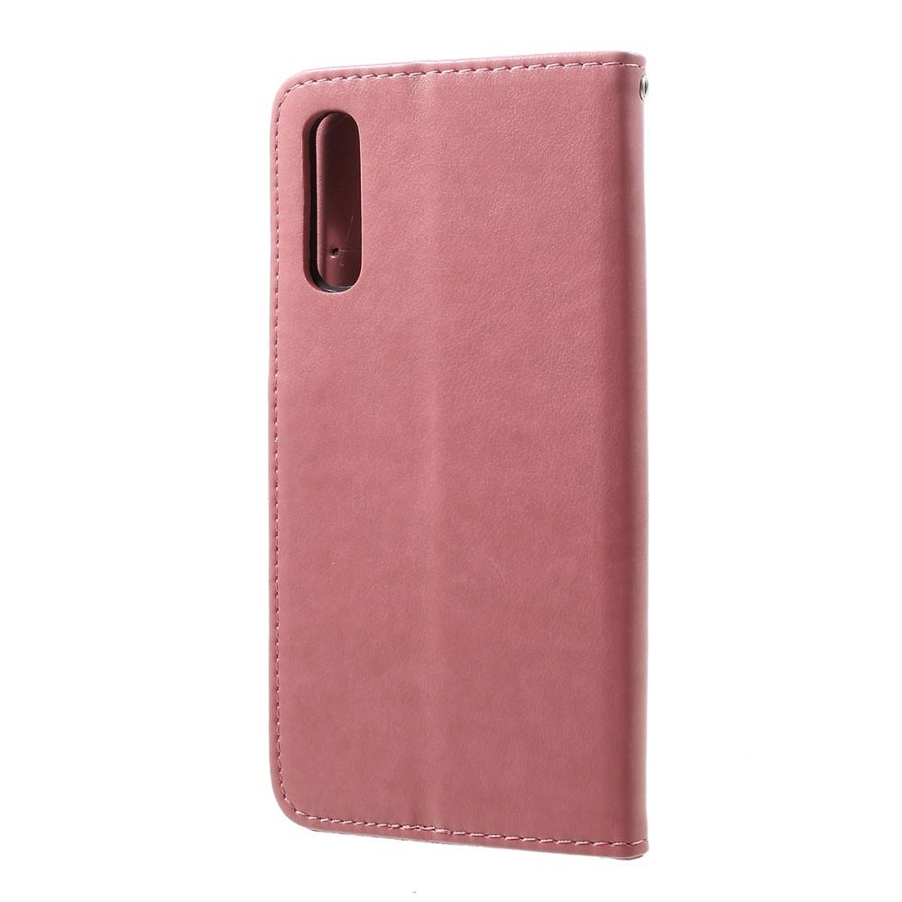 Läderfodral Fjärilar Samsung Galaxy A50 rosa