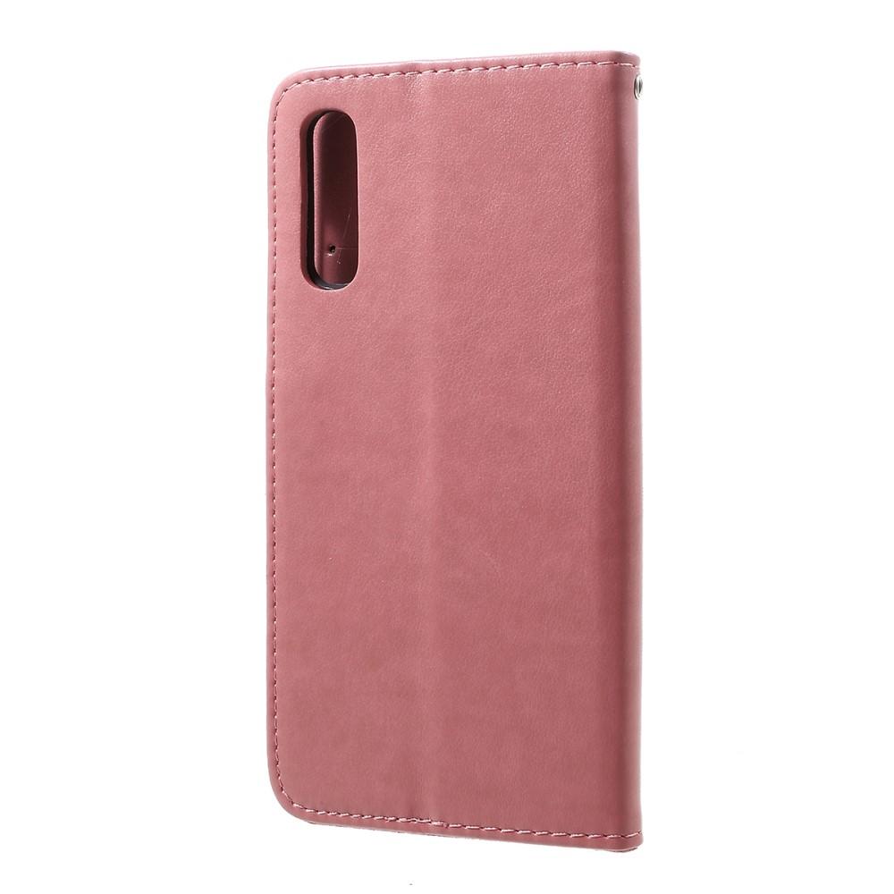 Läderfodral Fjärilar Samsung Galaxy A50 Rosa
