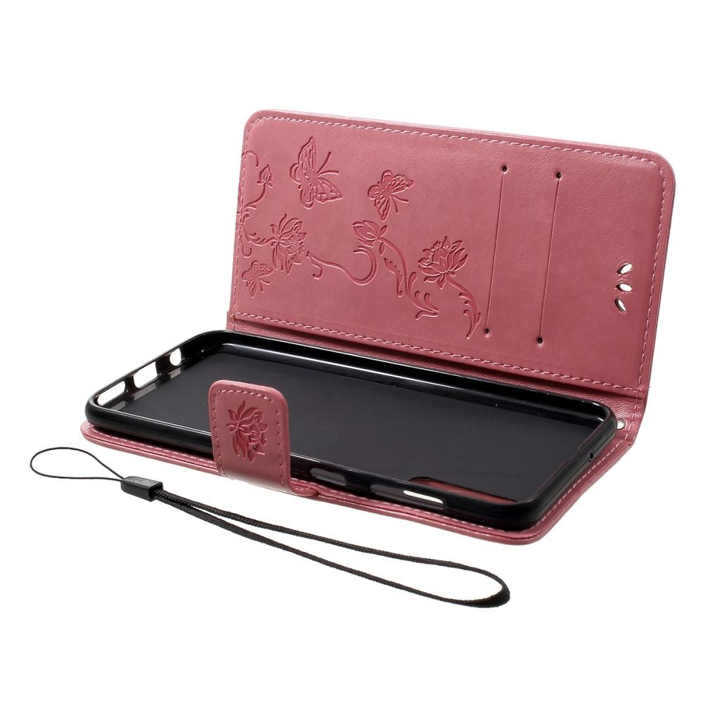 Läderfodral Fjärilar Samsung Galaxy A50 Rosa