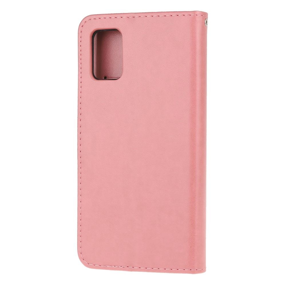 Läderfodral Fjärilar Samsung Galaxy A51 rosa