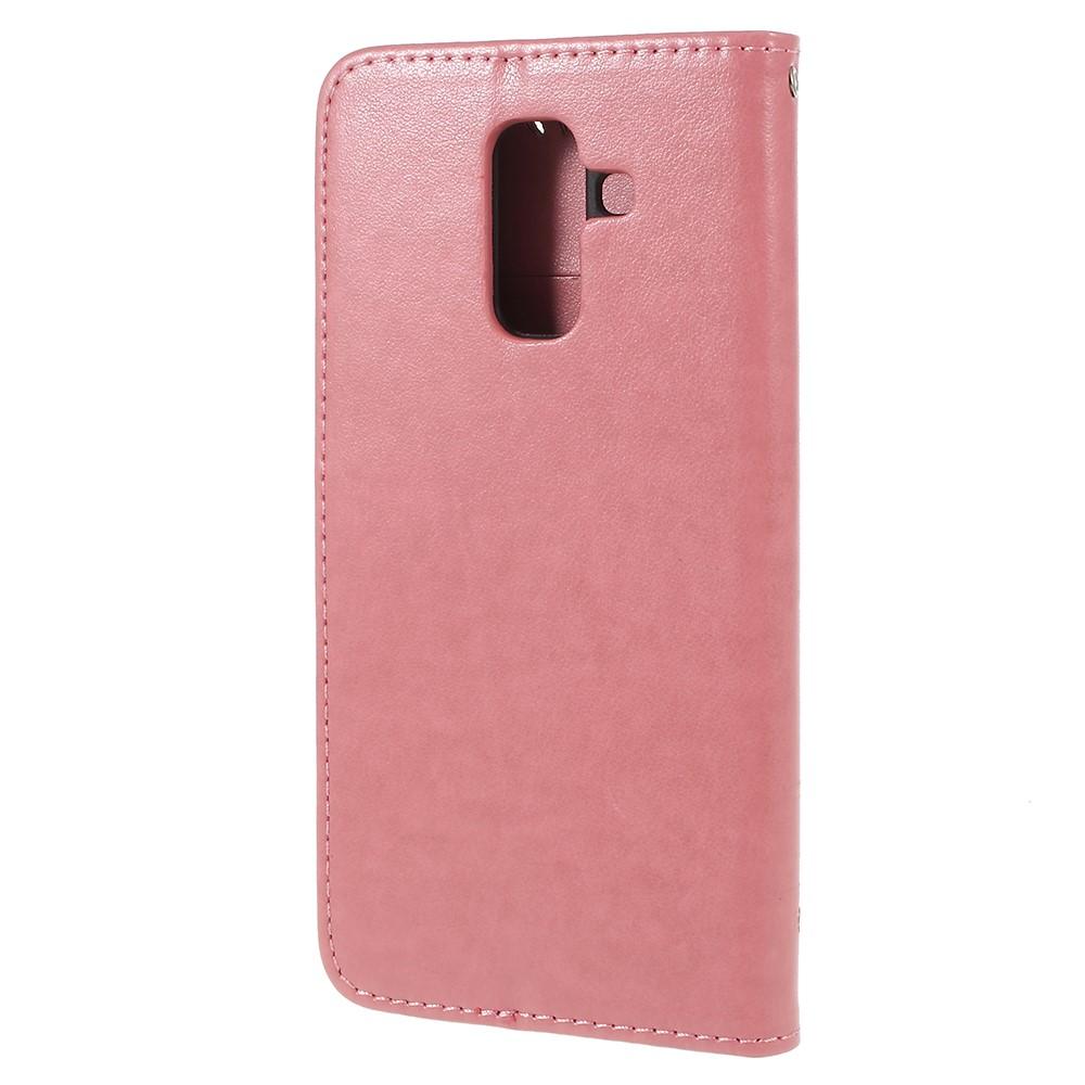 Läderfodral Fjärilar Samsung Galaxy A6 2018 rosa