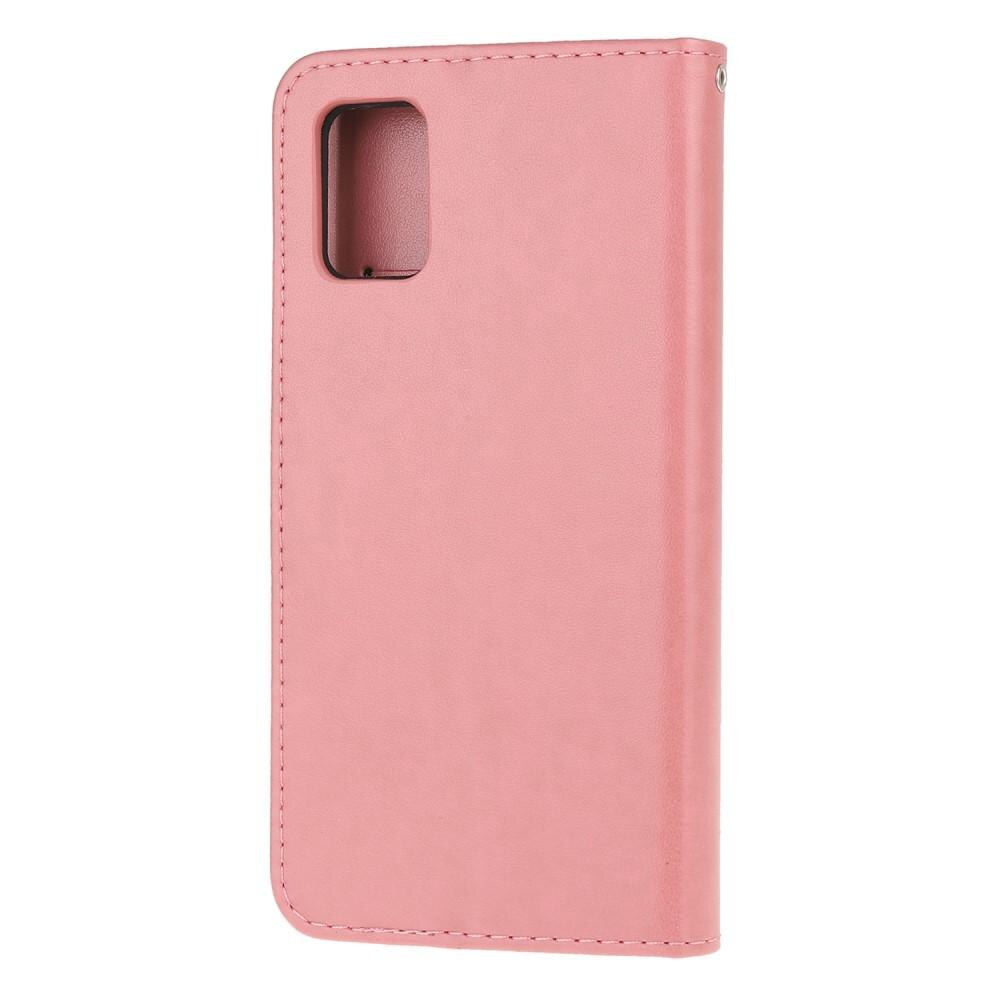 Läderfodral Fjärilar Samsung Galaxy A71 rosa