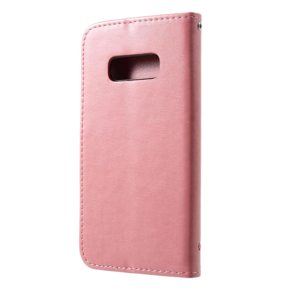 Läderfodral Fjärilar Samsung Galaxy S10e rosa