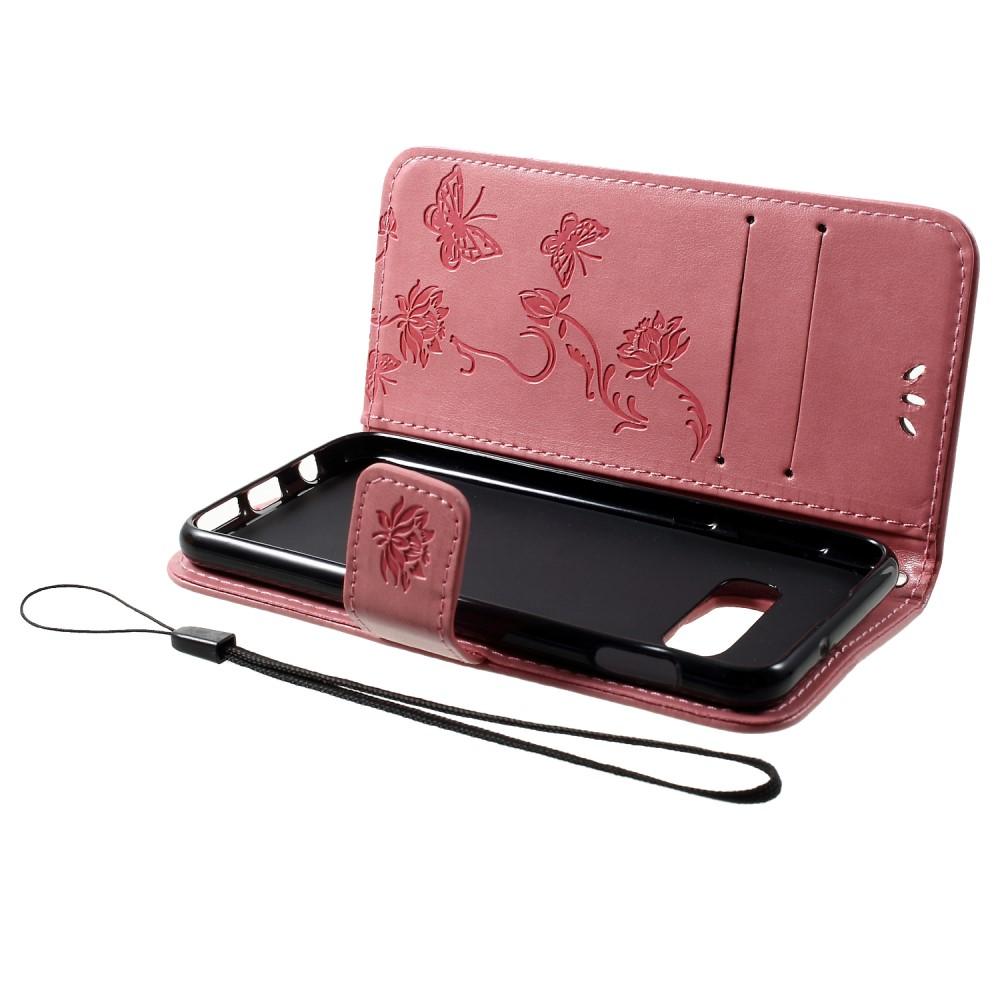 Läderfodral Fjärilar Samsung Galaxy S10e Rosa