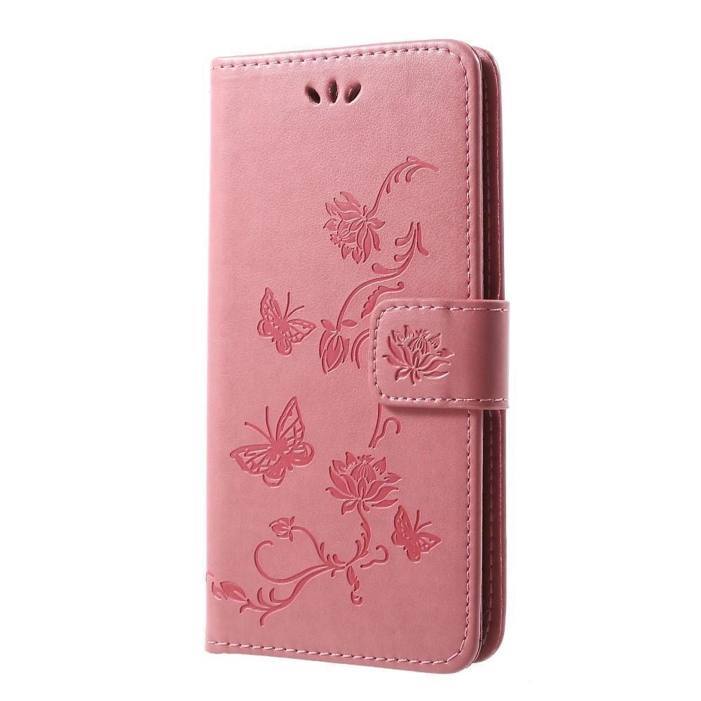 Läderfodral Fjärilar Samsung Galaxy S10 rosa