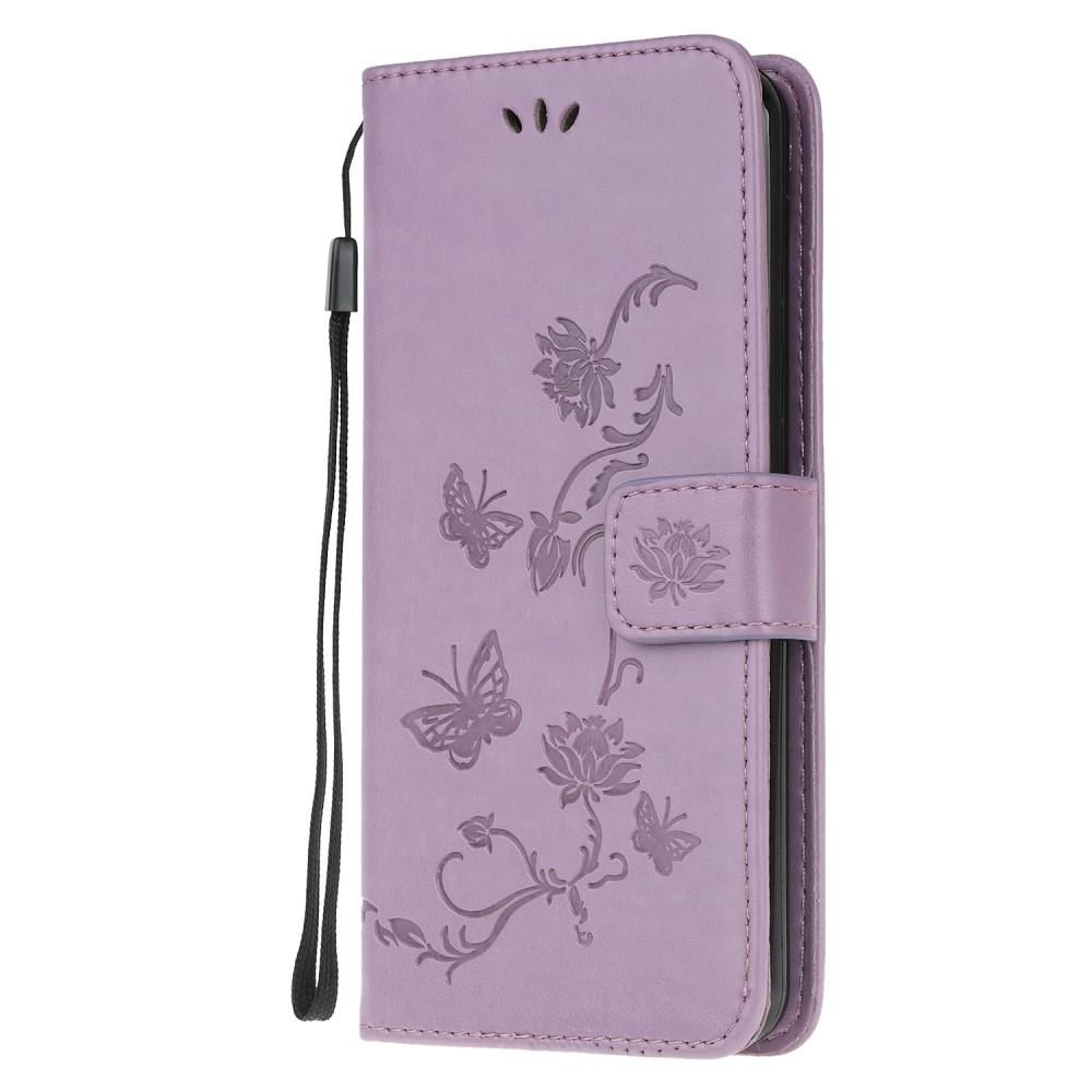 Läderfodral Fjärilar Samsung Galaxy S20 Plus lila