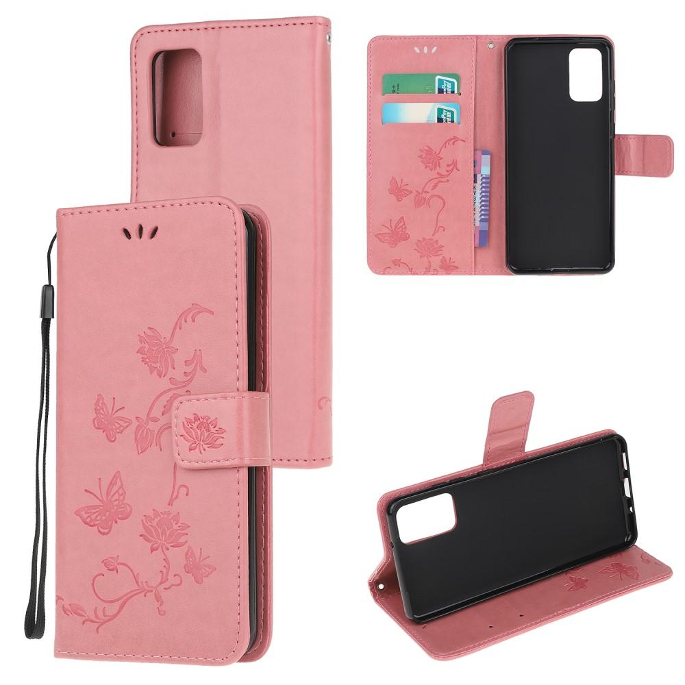 Läderfodral Fjärilar Samsung Galaxy S20 Rosa