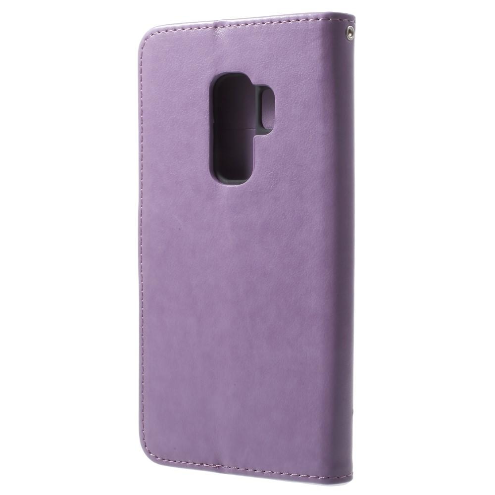 Läderfodral Fjärilar Samsung Galaxy S9 Plus lila