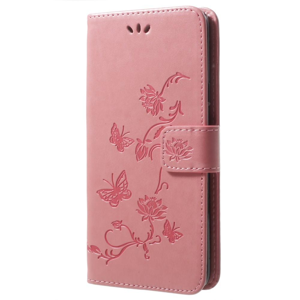 Läderfodral Fjärilar Samsung Galaxy S9 Plus rosa