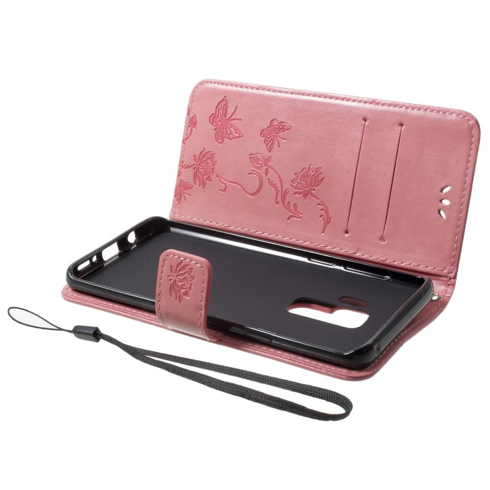 Läderfodral Fjärilar Samsung Galaxy S9 Plus Rosa