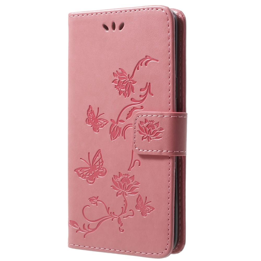 Läderfodral Fjärilar Samsung Galaxy S9 rosa